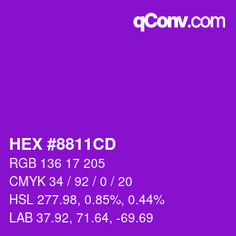 カラーコード: HEX #8811CD | qconv.com