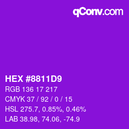 Color code: HEX #8811D9 | qconv.com