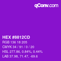 カラーコード: HEX #8812CD | qconv.com