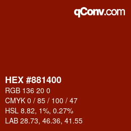 Código de color: HEX #881400 | qconv.com