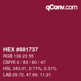 颜色代码: HEX #881737 | qconv.com