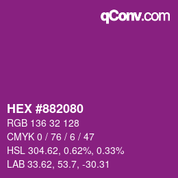 Farbcode: HEX #882080 | qconv.com