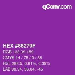 Color code: HEX #88279F | qconv.com