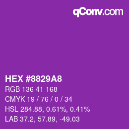 颜色代码: HEX #8829A8 | qconv.com