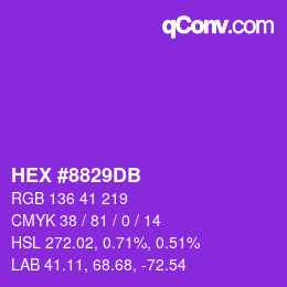颜色代码: HEX #8829DB | qconv.com