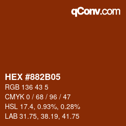 カラーコード: HEX #882B05 | qconv.com
