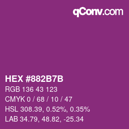 颜色代码: HEX #882B7B | qconv.com