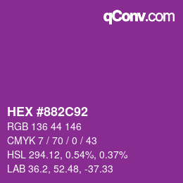 カラーコード: HEX #882C92 | qconv.com