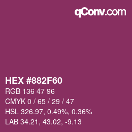 颜色代码: HEX #882F60 | qconv.com