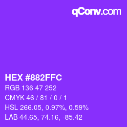 Color code: HEX #882FFC | qconv.com