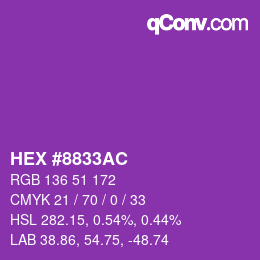 Color code: HEX #8833AC | qconv.com