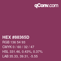 Color code: HEX #88365D | qconv.com