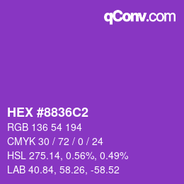 Color code: HEX #8836C2 | qconv.com