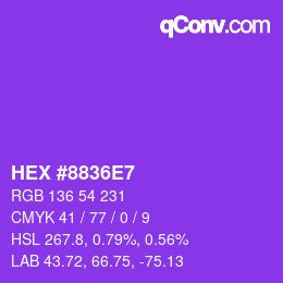 カラーコード: HEX #8836E7 | qconv.com
