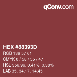 Color code: HEX #88393D | qconv.com