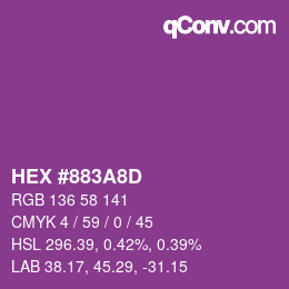 颜色代码: HEX #883A8D | qconv.com