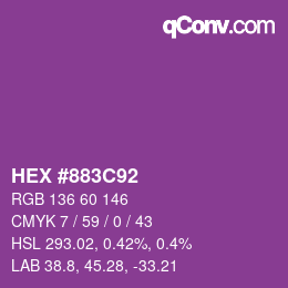 カラーコード: HEX #883C92 | qconv.com