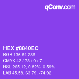 カラーコード: HEX #8840EC | qconv.com