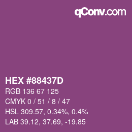 カラーコード: HEX #88437D | qconv.com