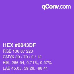 カラーコード: HEX #8843DF | qconv.com