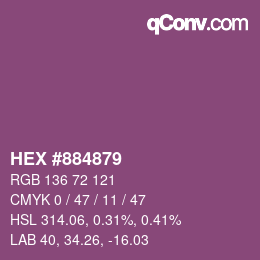 カラーコード: HEX #884879 | qconv.com