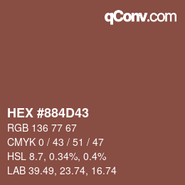 カラーコード: HEX #884D43 | qconv.com