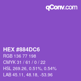 カラーコード: HEX #884DC6 | qconv.com
