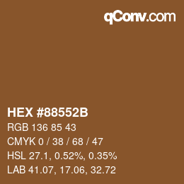 Farbcode: HEX #88552B | qconv.com