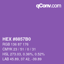 カラーコード: HEX #8857B0 | qconv.com