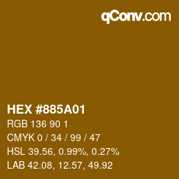 Code couleur: HEX #885A01 | qconv.com