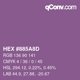 颜色代码: HEX #885A8D | qconv.com
