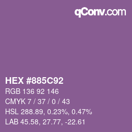 カラーコード: HEX #885C92 | qconv.com