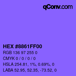 Farbcode: HEX #8861FF00 | qconv.com