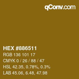 颜色代码: HEX #886511 | qconv.com