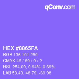 Farbcode: HEX #8865FA | qconv.com