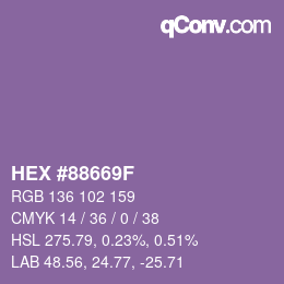Color code: HEX #88669F | qconv.com