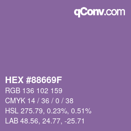 Color code: HEX #88669F | qconv.com