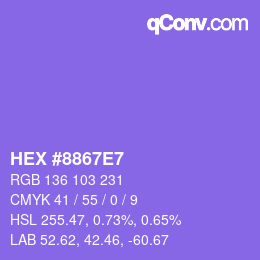 カラーコード: HEX #8867E7 | qconv.com