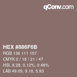 Color code: HEX #886F6B | qconv.com