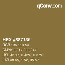颜色代码: HEX #887136 | qconv.com