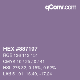 Farbcode: HEX #887197 | qconv.com