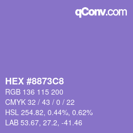 カラーコード: HEX #8873C8 | qconv.com