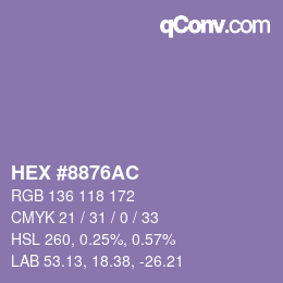 Color code: HEX #8876AC | qconv.com