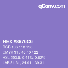 颜色代码: HEX #8876C6 | qconv.com