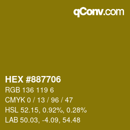 Color code: HEX #887706 | qconv.com