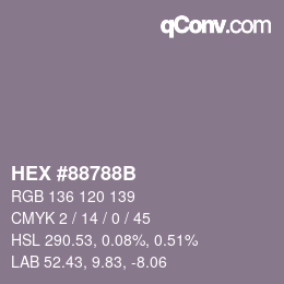 Color code: HEX #88788B | qconv.com