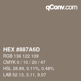 Farbcode: HEX #887A6D | qconv.com