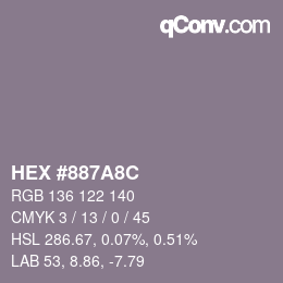 Color code: HEX #887A8C | qconv.com