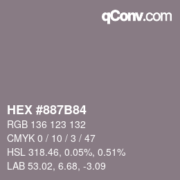カラーコード: HEX #887B84 | qconv.com