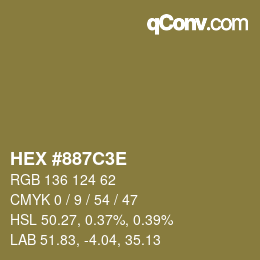 Color code: HEX #887C3E | qconv.com